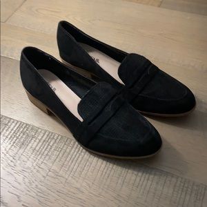 Black suede loafers